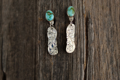 Turquoise drop bar earrings