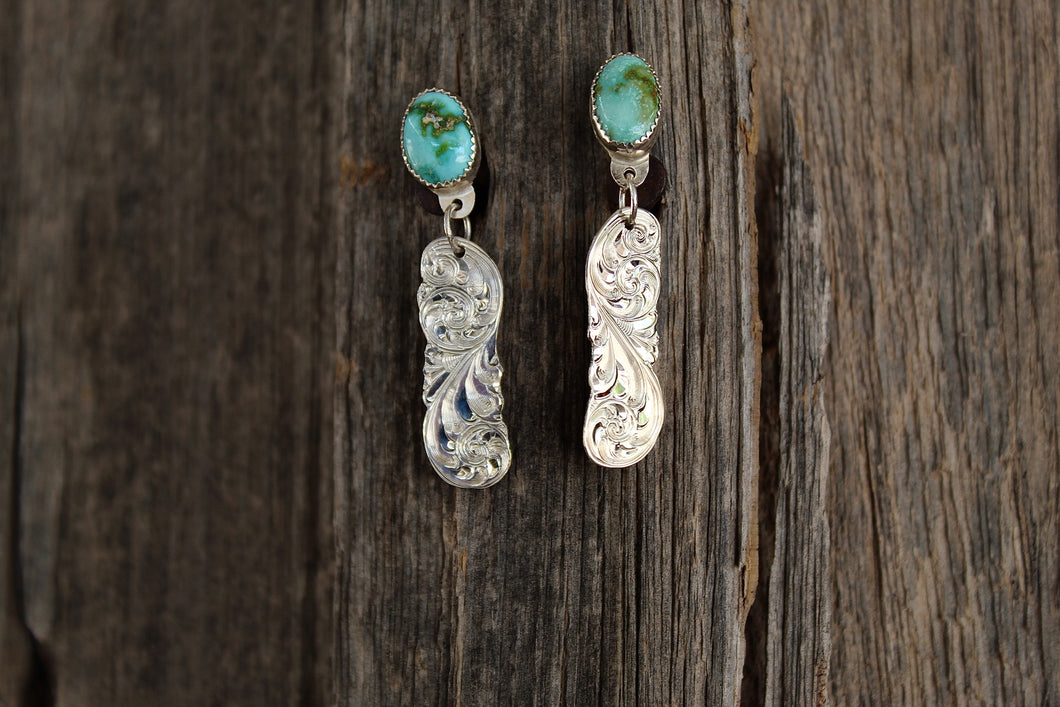 Turquoise drop bar earrings