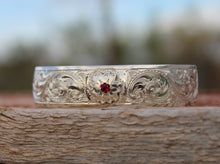 Load image into Gallery viewer, Engraved 5/8&quot; Bracelet with Flower and Stone