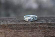 Load image into Gallery viewer, 5mm engraved band with 1/2 carat moissanite round stone