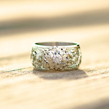 Load image into Gallery viewer, Silver Engraved Band With Stone