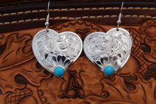 Load image into Gallery viewer, Heart Earrings with Turquoise