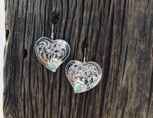 Heart Earrings with Turquoise