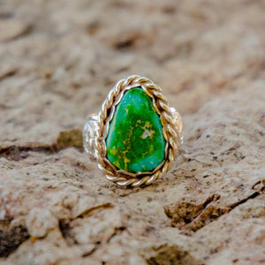 Size 8 Sonoran Gold Turquoise Accent Ring