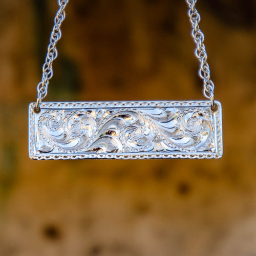 Silver Bar Necklace by JAD Custom Engraving